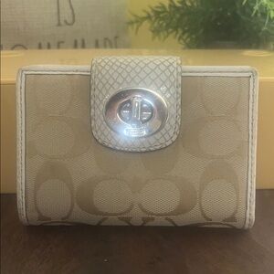 Coach Y2K Beige Wallet with Silver Clasp